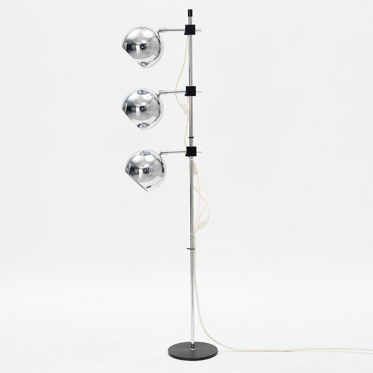 A chromed floor lamp, later part of the 20th century.