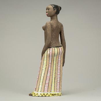 SKULPTUR, stengods, "Inongo", Mari Simmulson, Upsala-Ekeby. 1950/60-tal.