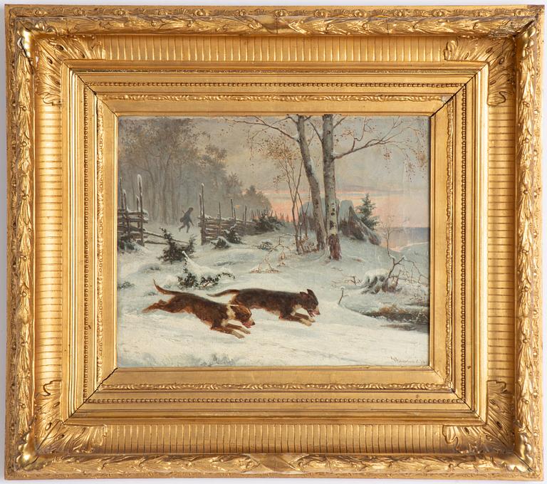 Gustaf Brandelius, Jakthundar i vinterlandskap.