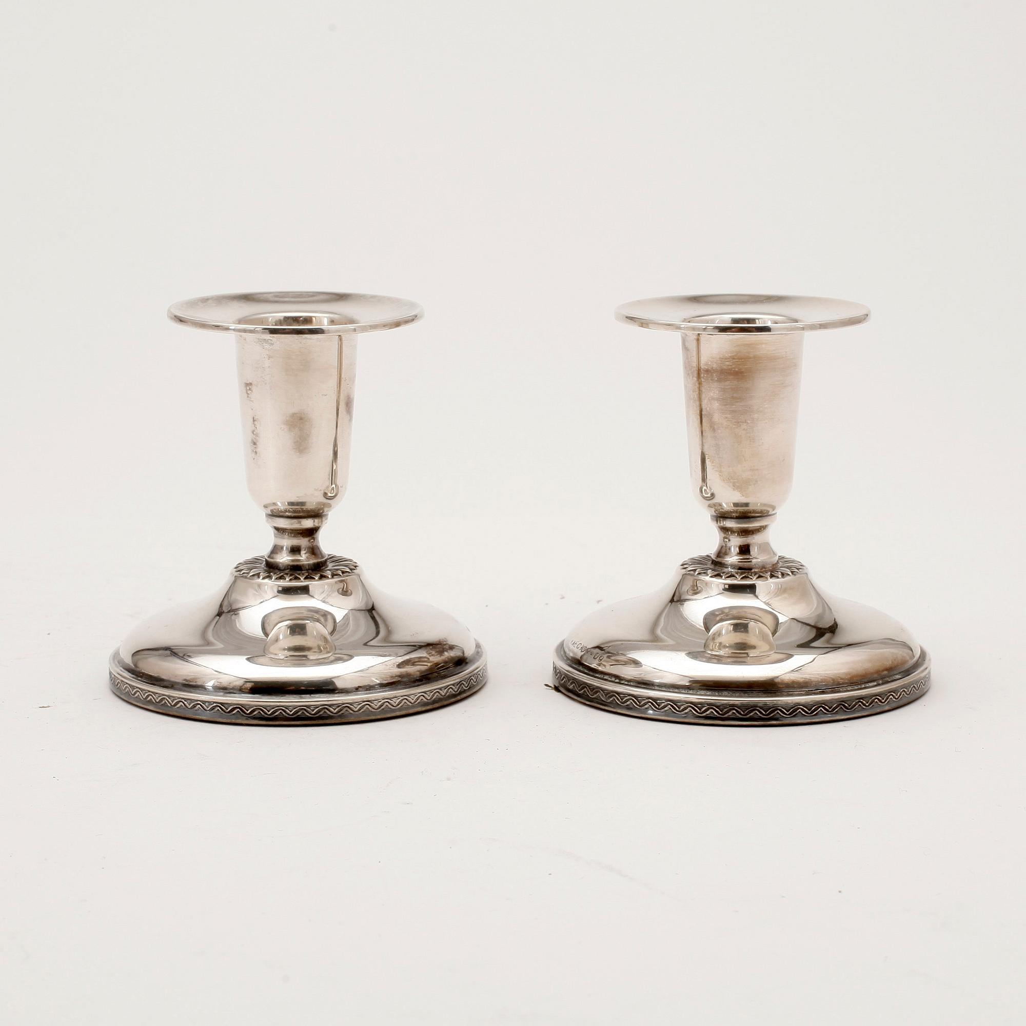LJUSSTAKAR, ett par, silver, K & Ec, Göteborg, 1954.