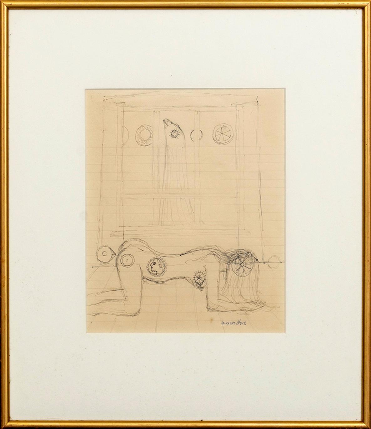 MAX WALTER SVANBERG, a signed ink drawing.