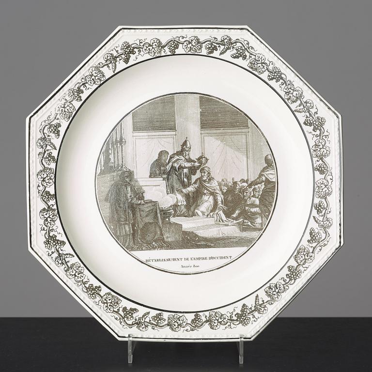 A set of six cream ware dinner plates, France Creil, 19th Century.