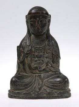 BUDDHAFIGUR, brons, Kina, troligen 1600/1700-tal.