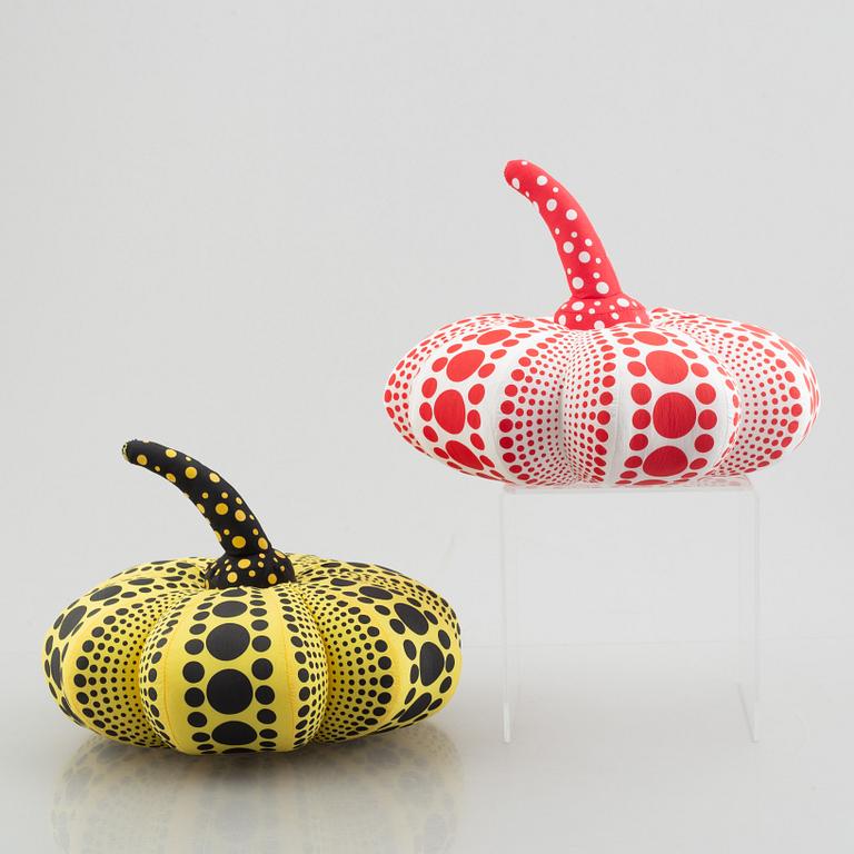 Yayoi Kusama, after. Two objects/multiples. "Yayoi Kusama Soft Sculpture PUMPKIN (small)".