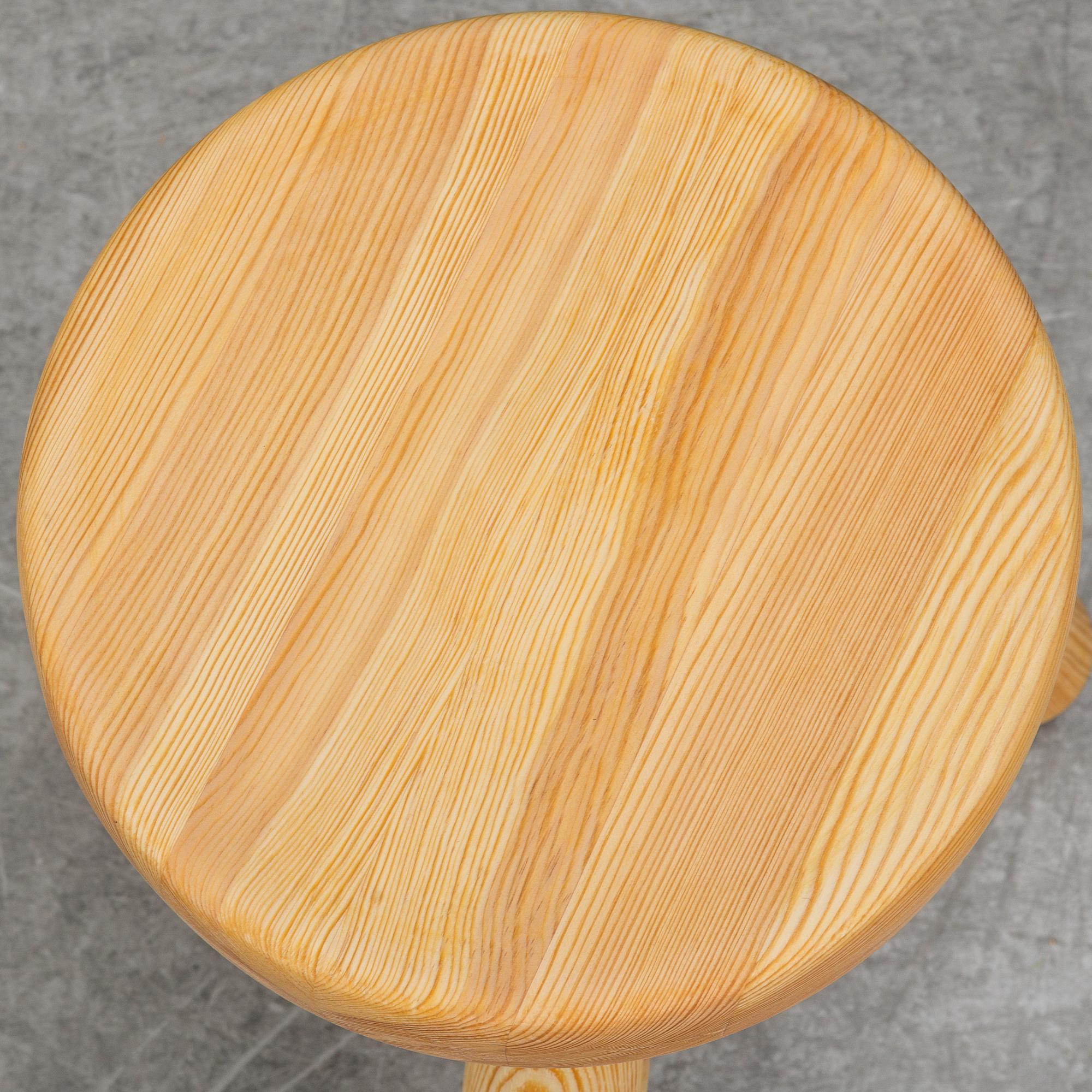 INGVAR HILDINGSSON, a pine stool, signed IH.