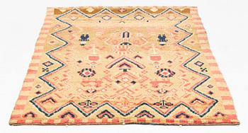 Täcke, rya, ca 189 x 123 cm, figural, sydvästra Finland, daterad 1800.