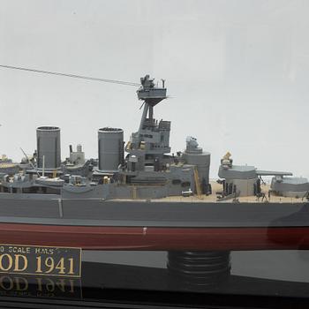 A plastic scale model of battlecrusier HMS Hood, 1:200.