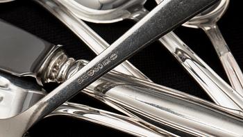 BESTICK, ca 84 dlr, "Chippendale", GAB, Stockholm, 1900-talets senare del, silver, totalvikt ca 2800 g.