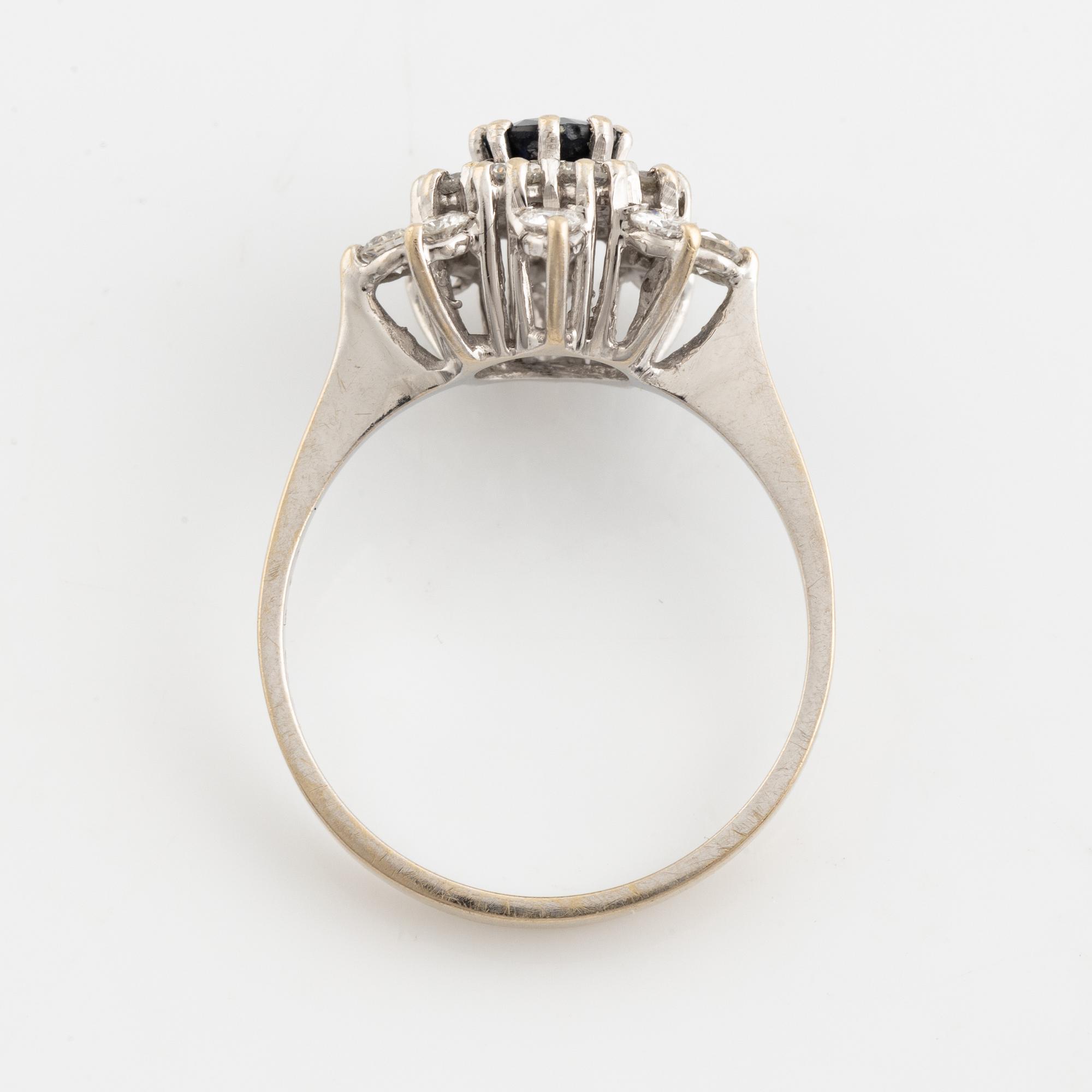 Sapphire and brilliant cut diamond ring.