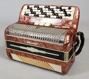 MUSIKINSTRUMENT, knappdragspel, Hagström Minor, 1900-talets mitt.