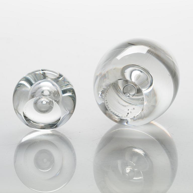 Timo Sarpaneva, Two mid-20th-century glass sculptures, both signed. Iittala, Finland.