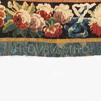 A tapestry, "Verdure", tapestry weave, a so called "entre-fenêtre", ca 298 x 121-127,5 cm, signed M.R.DVBVSON.i.D.