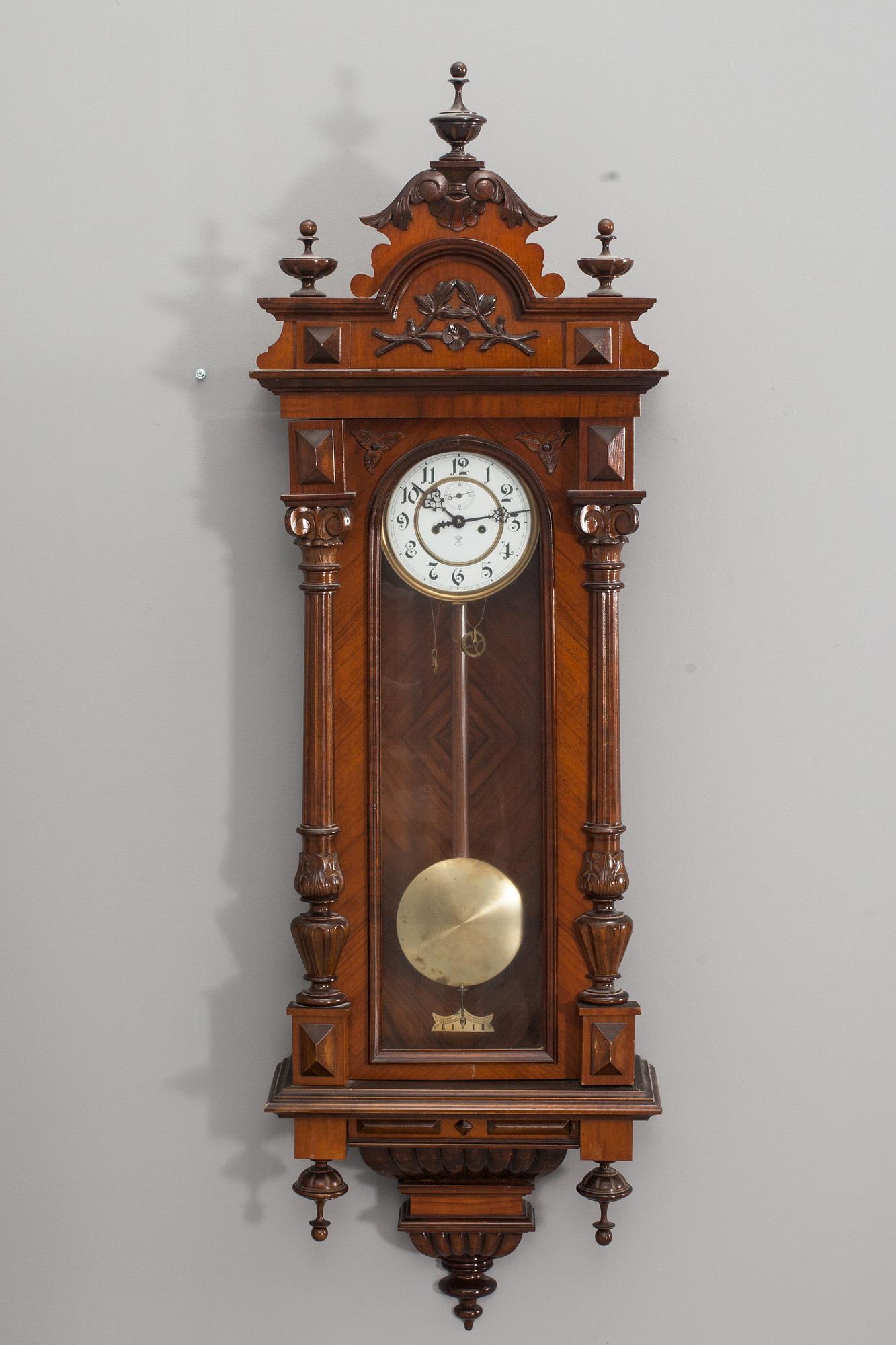 VÄGGPENDYL, lodregulator, oscariansk, 1800-talets slut.