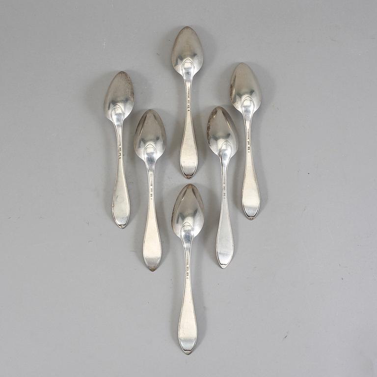 MATSKEDAR, 6 st. Silver. Johan Malmstedt, Göteborg 1814. Vikt ca 395 gram.