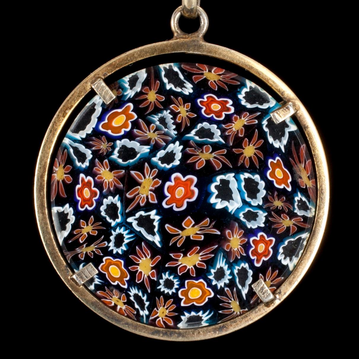 HÄNGE, glas och förgyllt silver, Italien, Millefiori, 1900-talets slut.