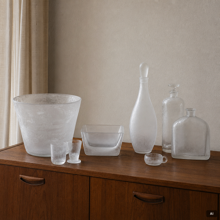 Vicke Lindstrand, 26 pieces of an 'Iced', Orrefors, Sweden.