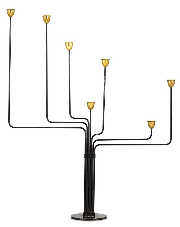 A Piet Hein laquered metal and brass candelabrum, 1950-60's.