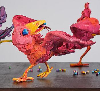 Nathalie Djurberg & Hans Berg, "A Thief Caught in the Act (Flock of Birds)".