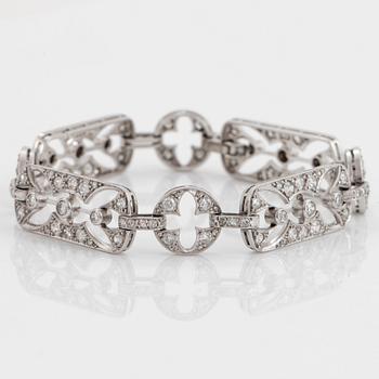 A platinum bracelet set with old- and eight-cut diamonds.