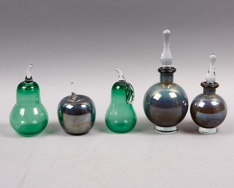 PARTI GLAS, 5 delar, Einos Mäkelä. Sign och daterade -89 till -92.