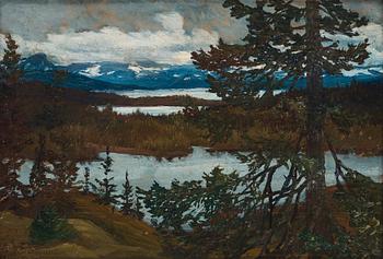 Helmer Osslund, River landscape from the north of Sweden.