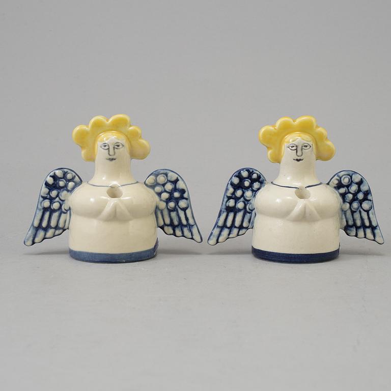 A pair of stoneware angel candel sticks from Gustavsberg.