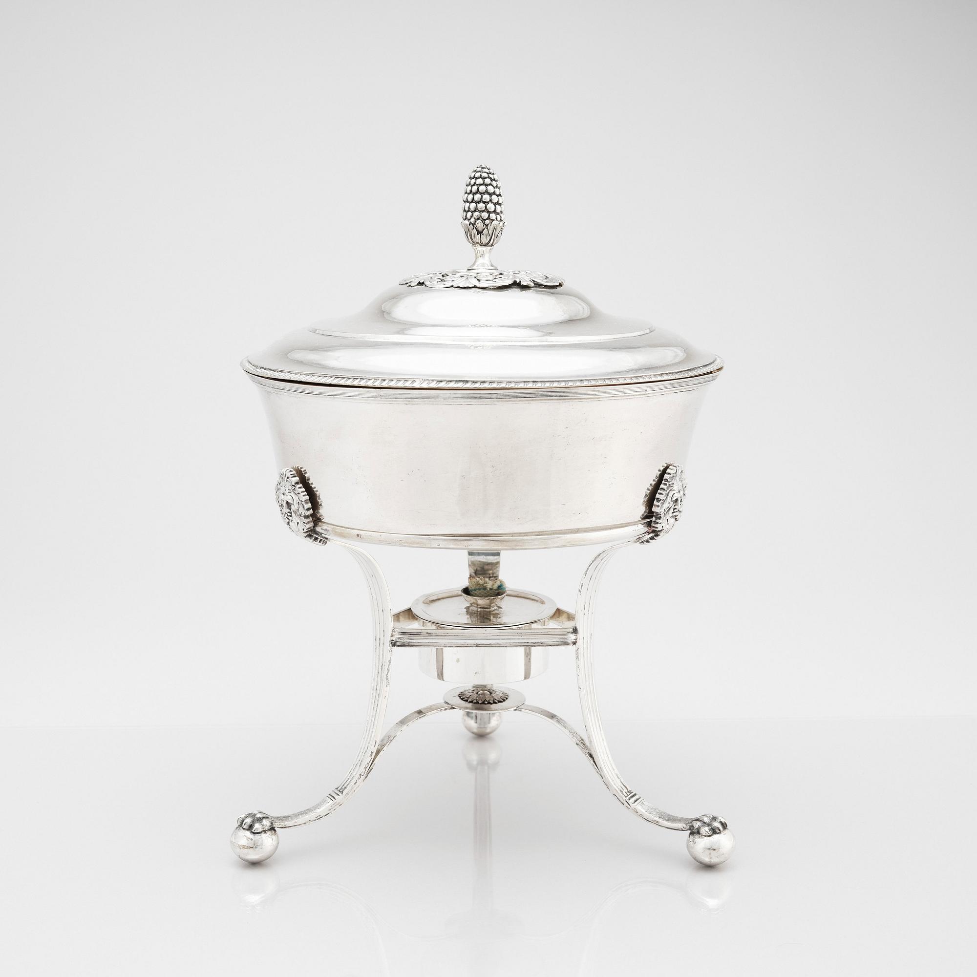 A Swedish Empire silver tureen on stand, mark of Johan Petter Grönvall, Stockholm 1829.
