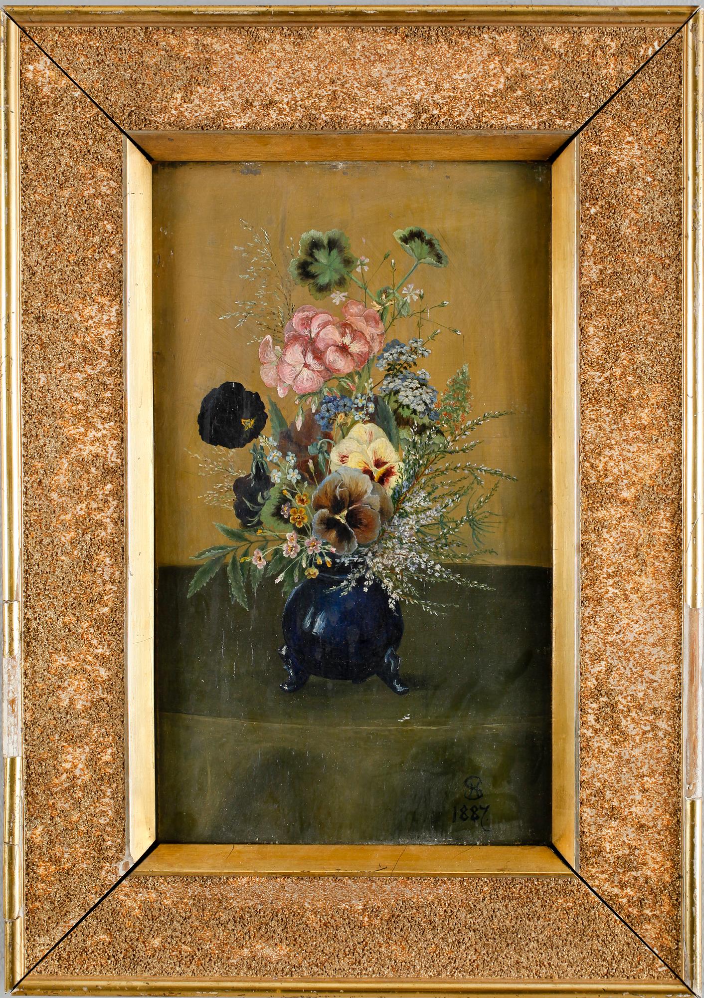 OKÄND KONSTNÄR, olja på pannå, monogramsignerad SH och daterad 1887.