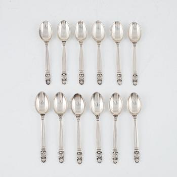 Georg Jensen, kaffeskedar, 12 delar, silver, "Konge", 1915-1919, Danmark.
