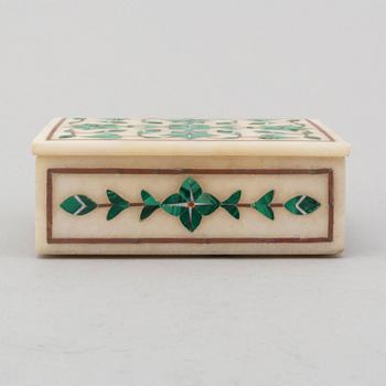 A 20th century malachite and marble box.