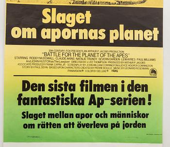 A 1973 Swedish film poster ' Battle for the planet of the apes'.