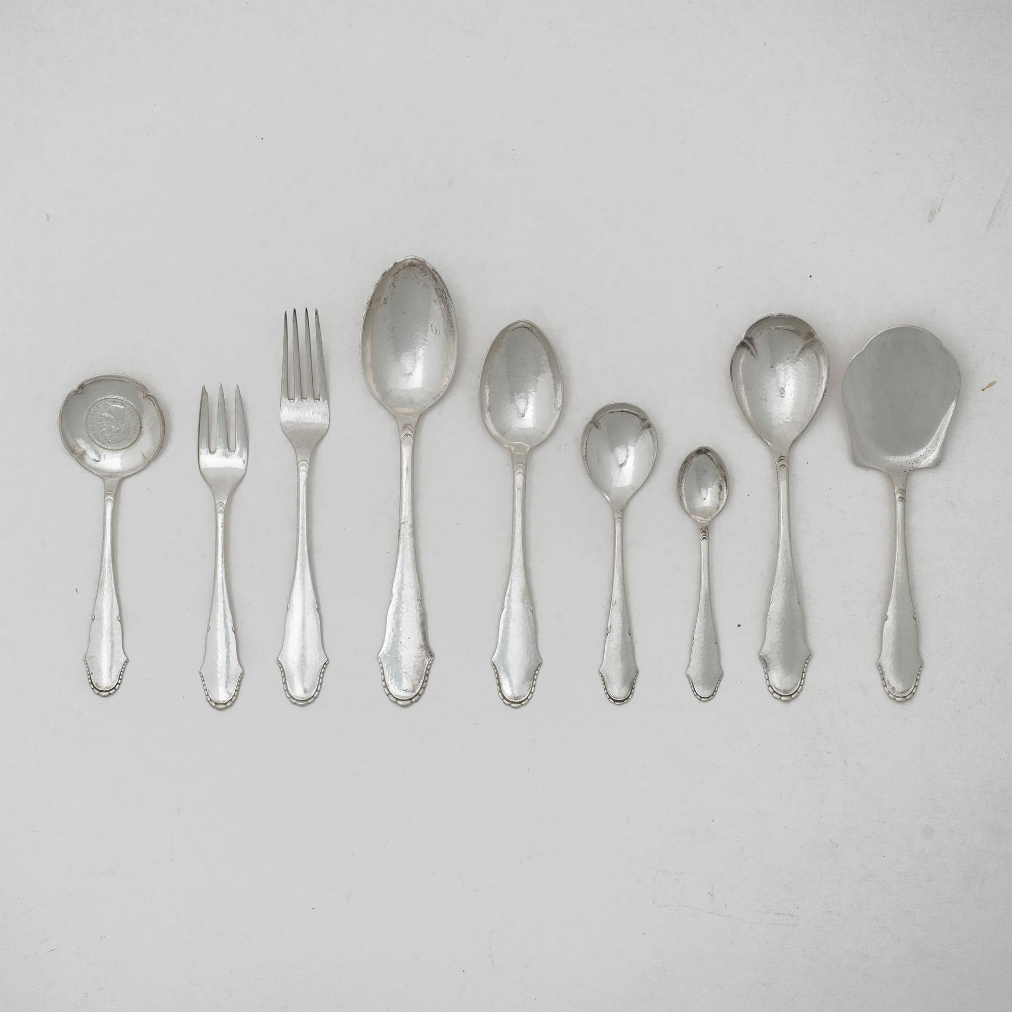 A Danish silver cutlery, model 'Christiansborg', early 20th century (40 pieces).
