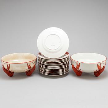 ALF WALLANDER, An 18-piece crayfish service, creamware, Rörstrand.