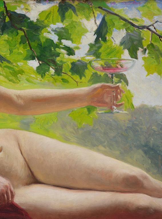 Gottfrid Kallstenius, Reclining woman with faun.