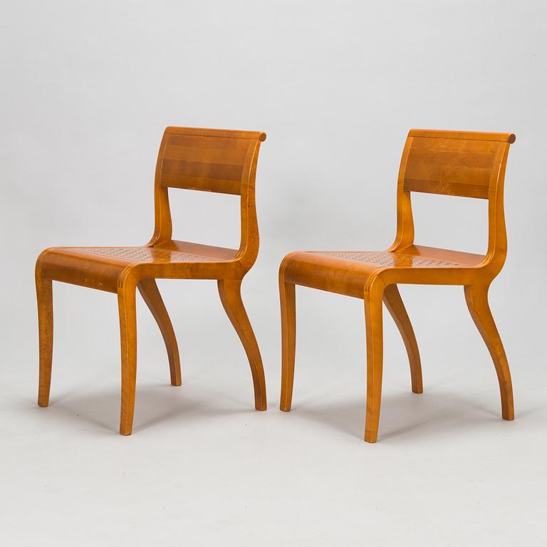 Kimmo Varjoranta, a 9-piece 'Kaiku' dining set retailer  Sope Kaluste. In production 1985-1995.