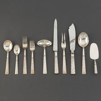 Jens Quistgaard, bestickservis "Champagne", 78 delar, sterling silver, A. Dragsted, Köpenhamn, 1950-tal.