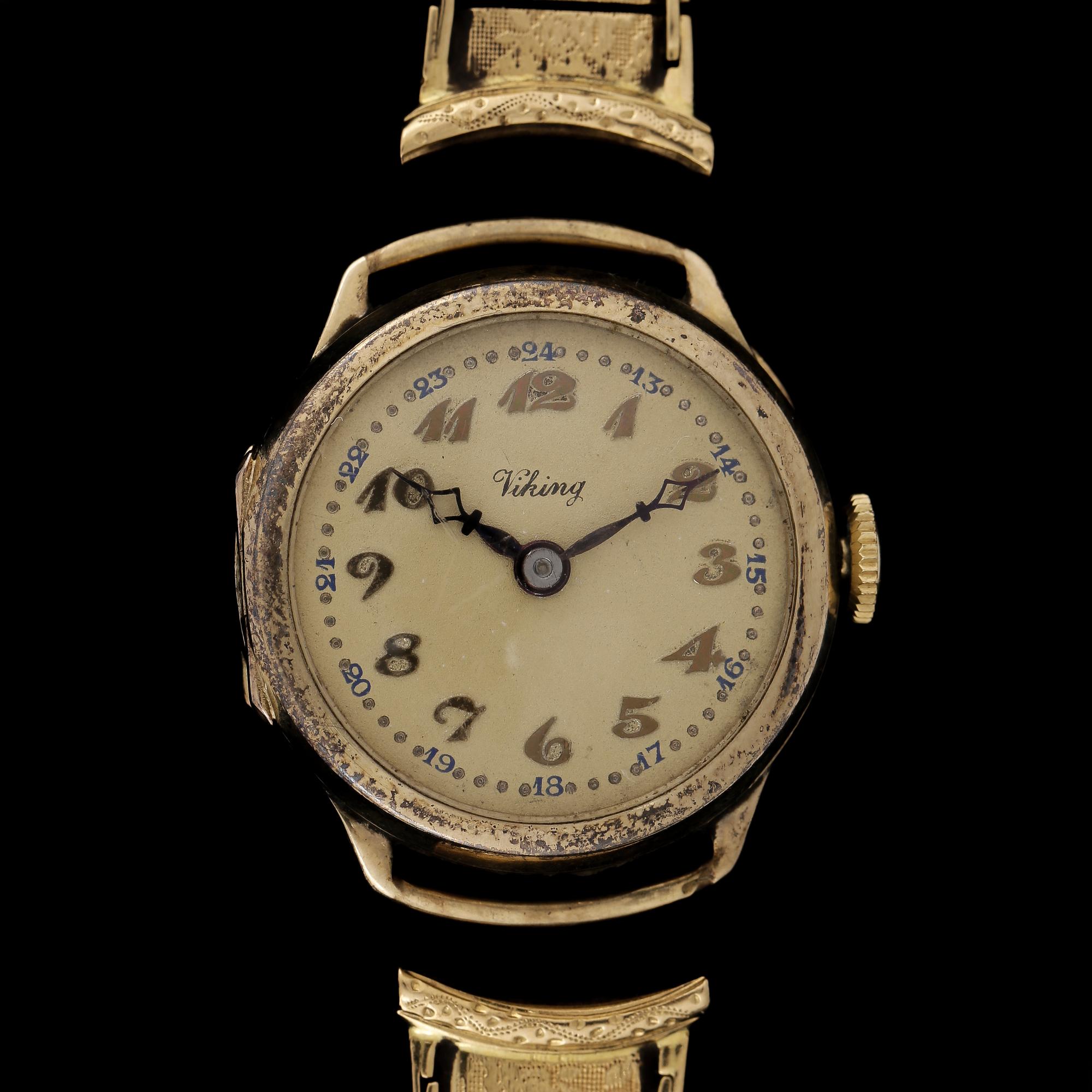 ARMBANDSUR, dam, Viking, 14k resp 18k guld, 1940-tal. Vikt bandet 6,8g.