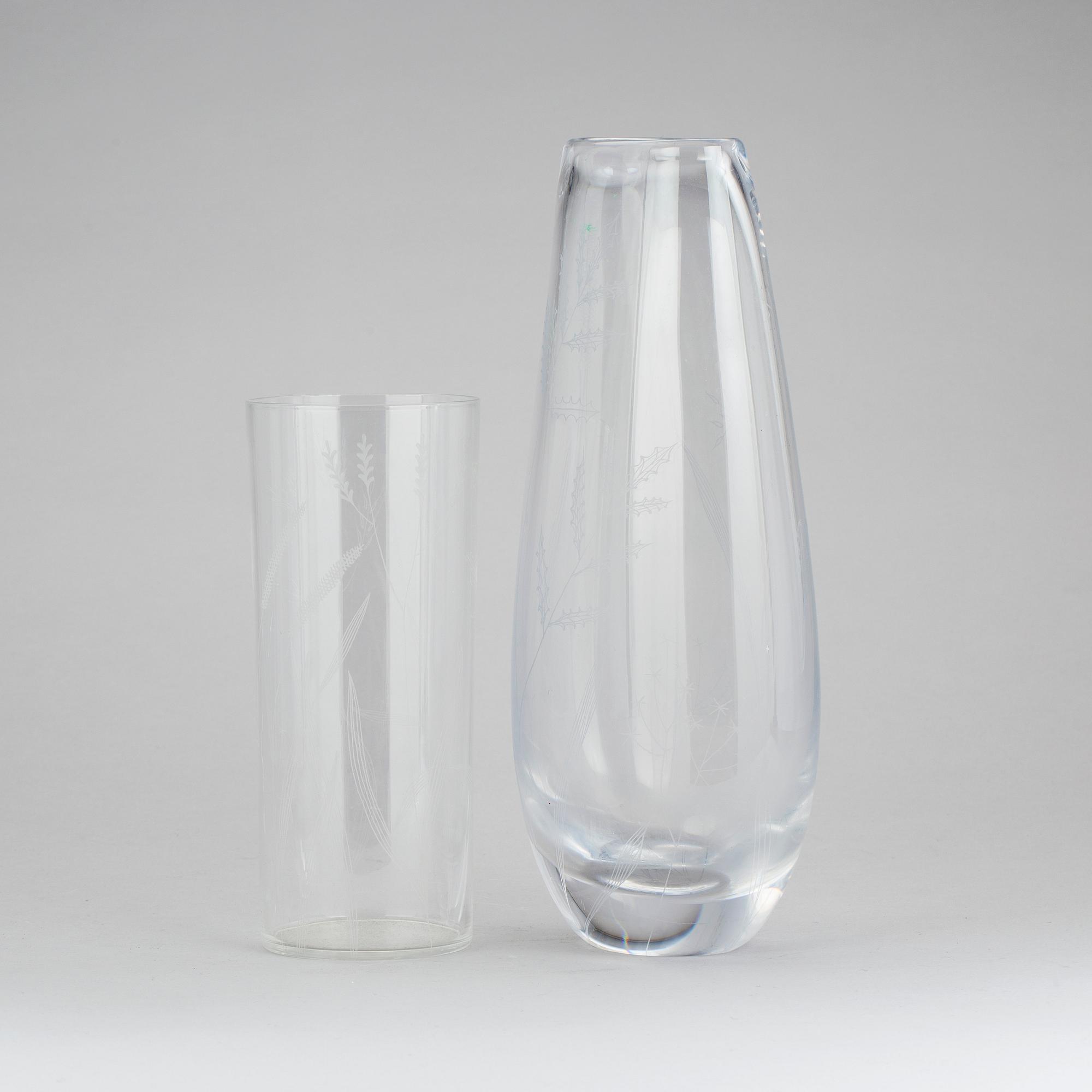 VICKE LINDSTRAND, Kosta. Vaser 2 st, 1950-/60-tal.