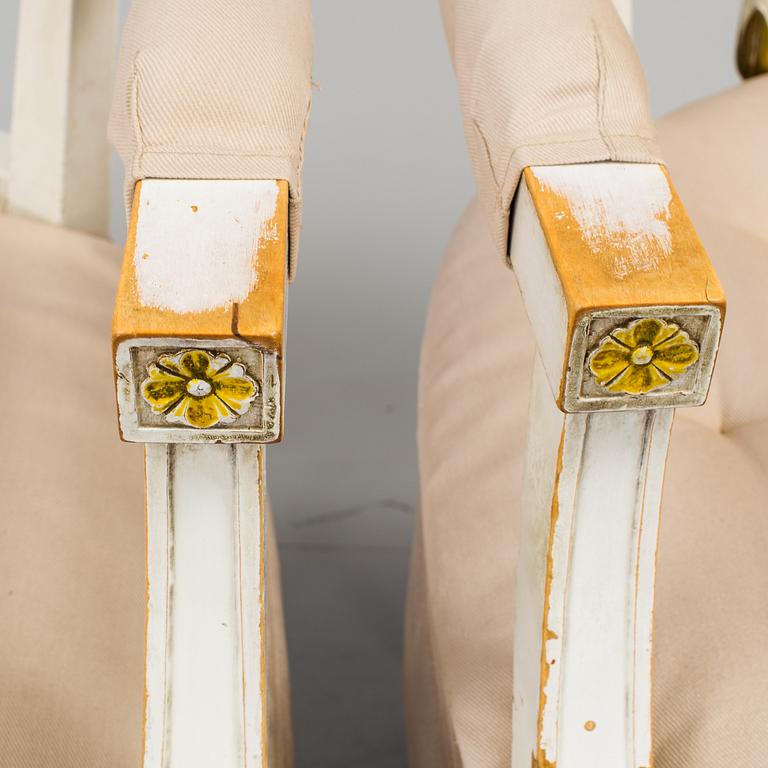 A PAIR OF ARMCHAIRS, gustavian style, mid 1900s.