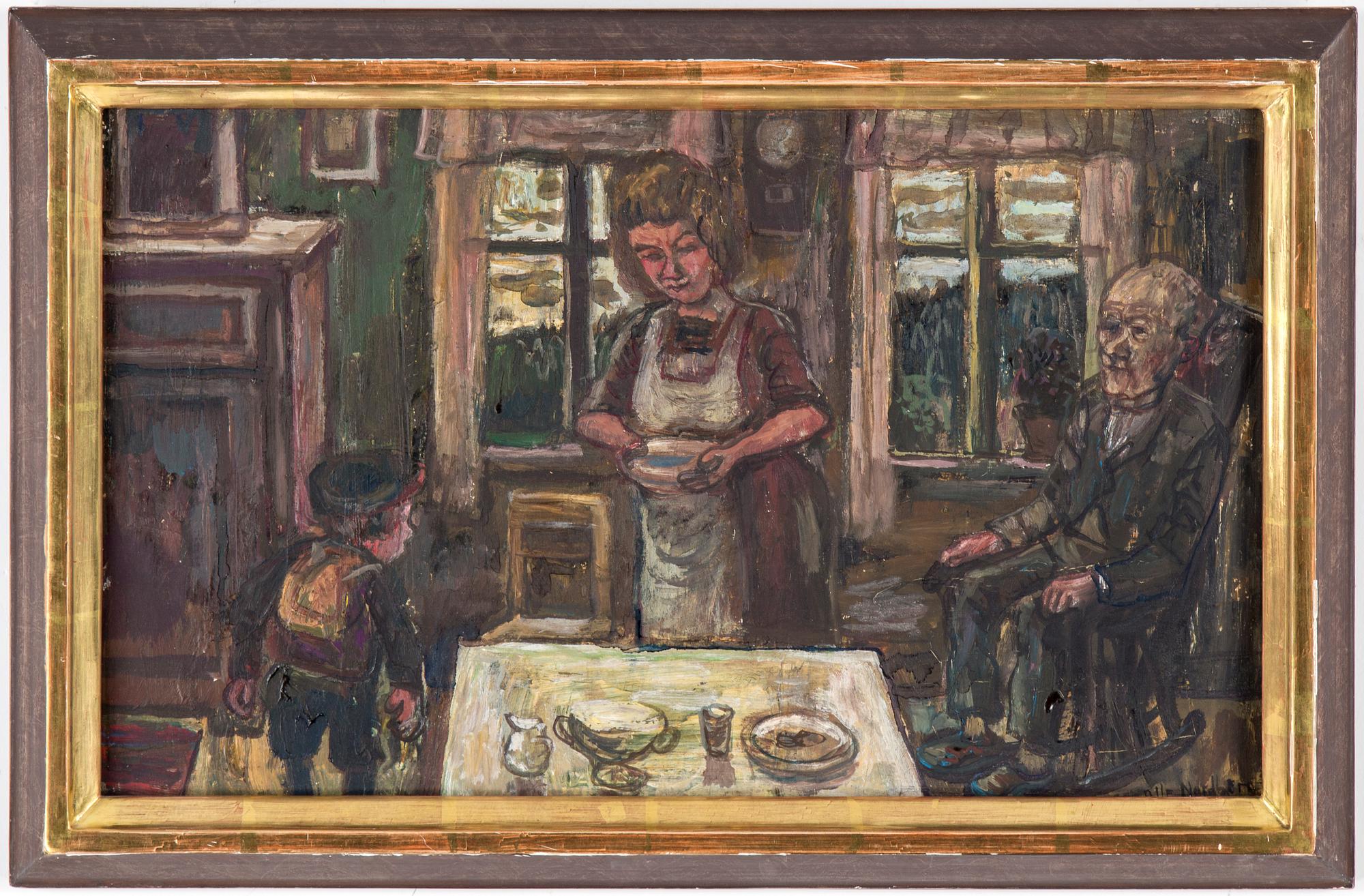 OLLE NORDBERG, olja på pannå, signerad.