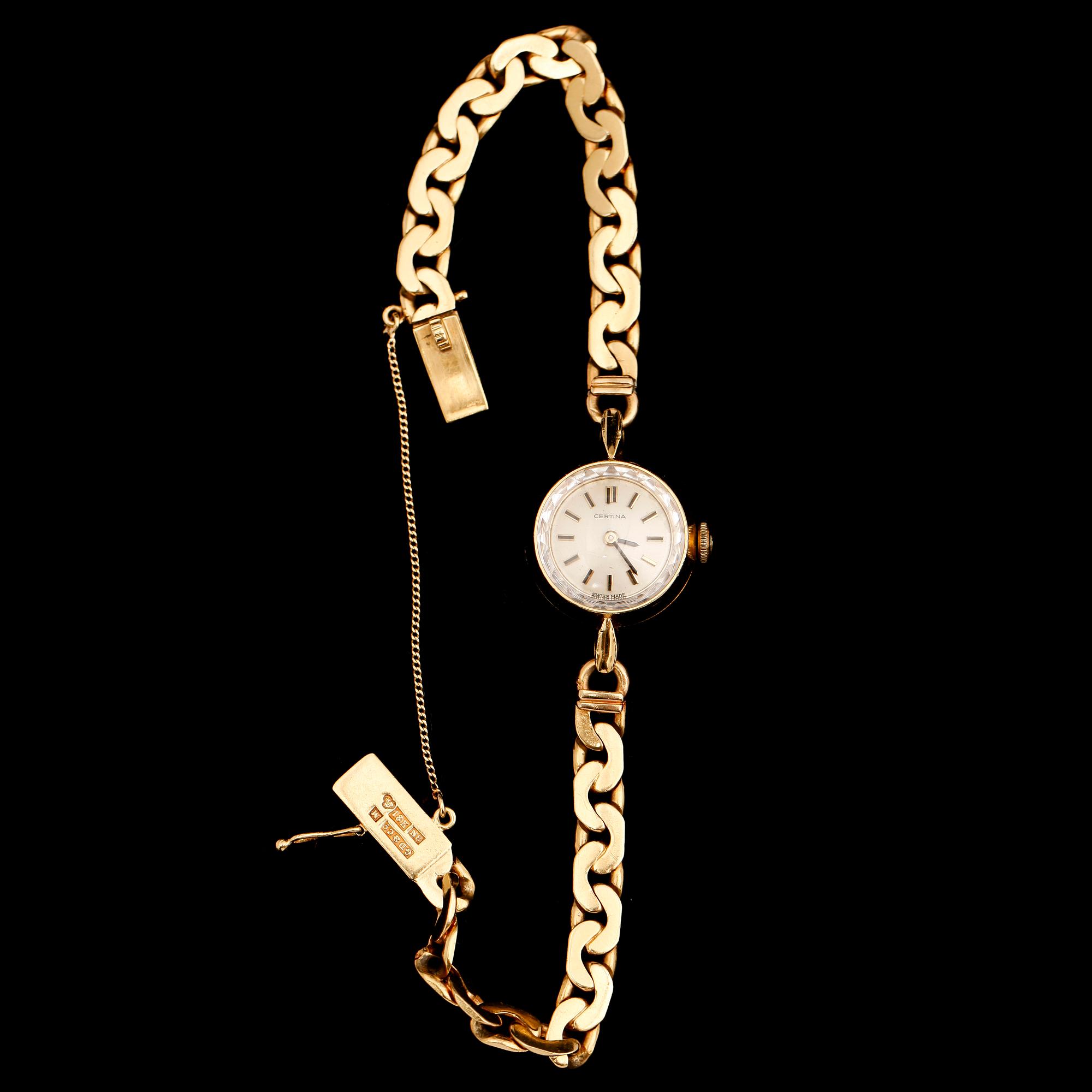DAMARMBANDSUR, 18 k, 1939, Certina. Total vikt med urverk 21 g.