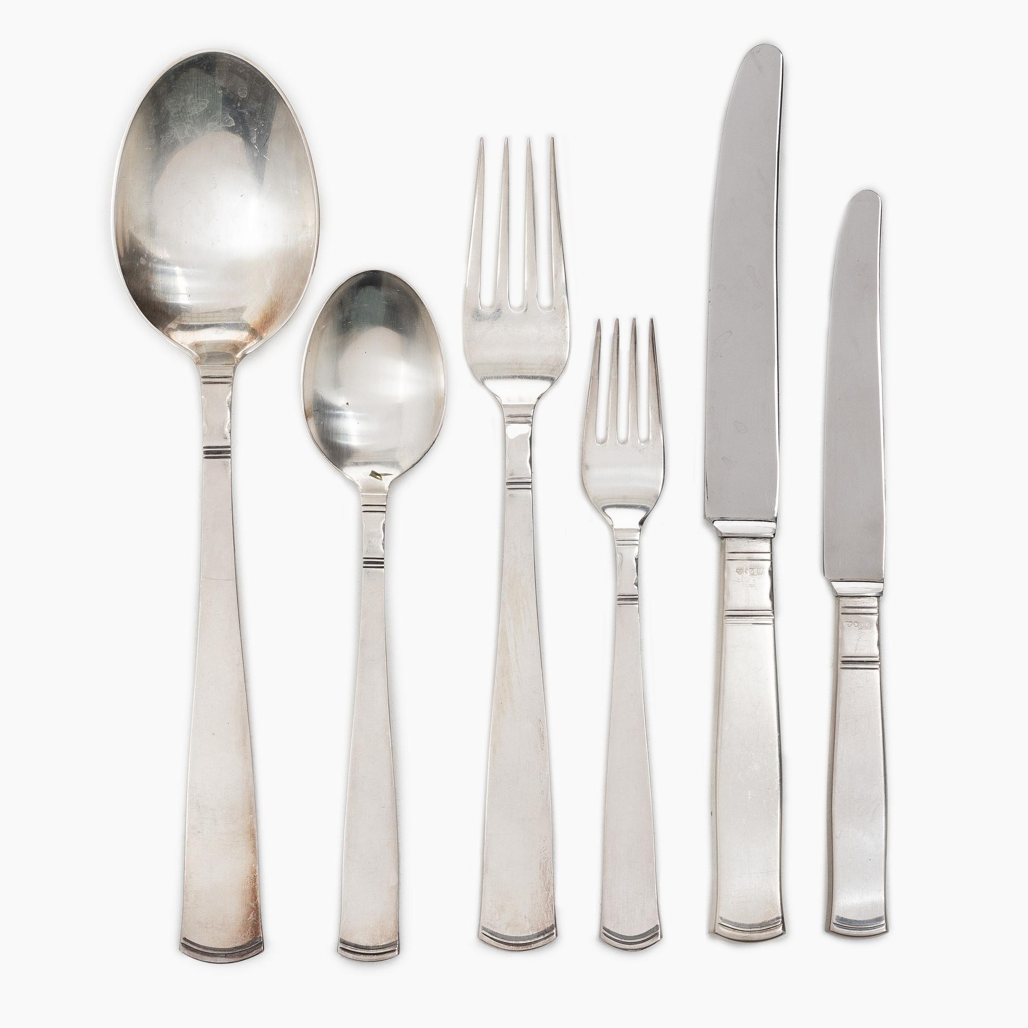 Jacob Ängman, bestickservis, 69 delar, silver, "Rosenholm", GAB, Stockholm, 1955-64.