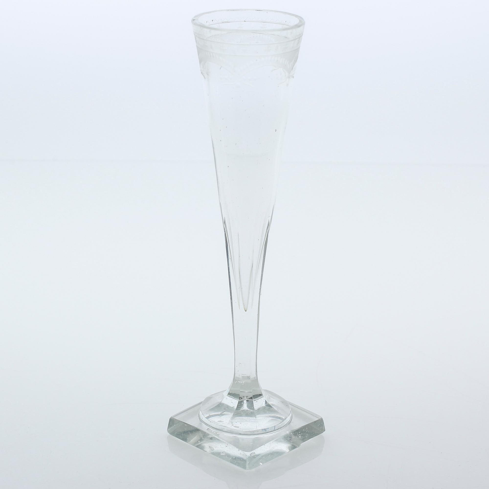 Six gustavian champagne glasses, 18th century/early 19th century.