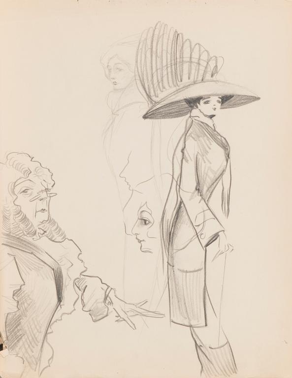 CARL JENSEN-CARLÉN, a scetch book with drawings, mixed media, 27 pages, partially signed C.C.