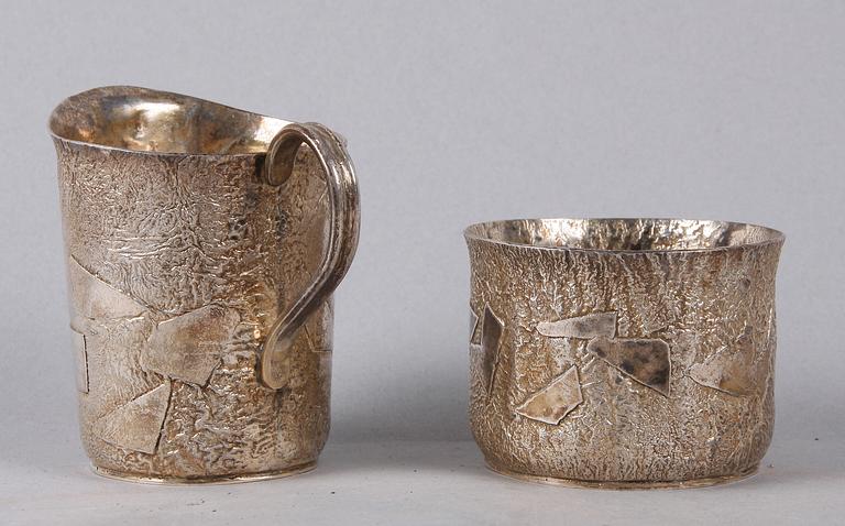 SOCKERSKÅL och GRÄDDKANNA, sterlingsilver, 1979.