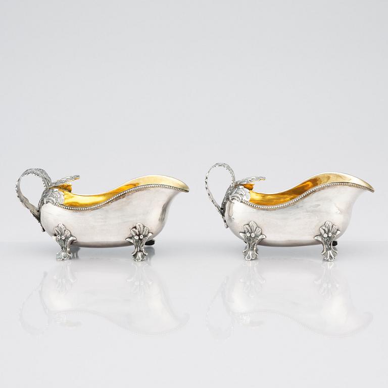 A pair of Swedish Rococo sauce-jugs, mark of Anders Schotte, Uddevalla 1794.
