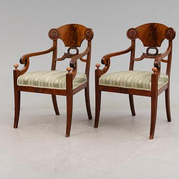 KARMSTOLAR, 1 par, Karl Johan, 1800-talets mitt.