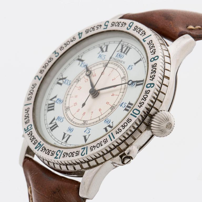 LONGINES, Lindbergh Hour Angle Watch, designed by Charles Lindbergh, wristwatch, 38 mm.