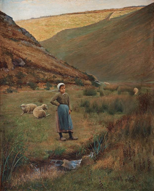 French landscape with shepherdess.