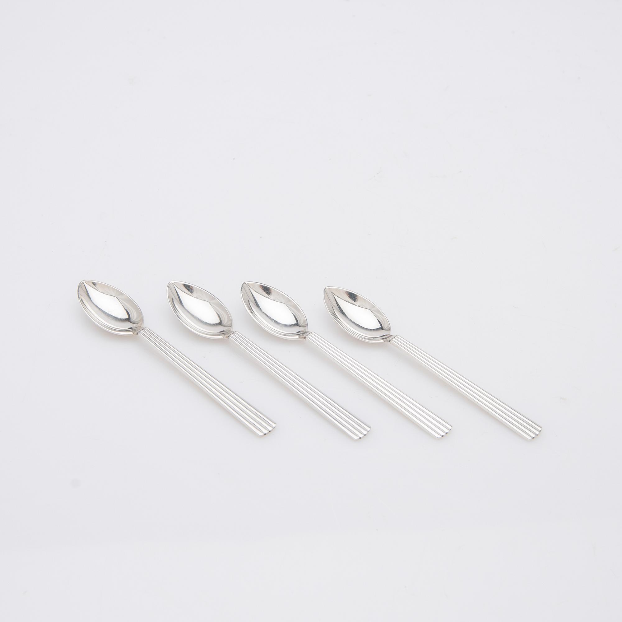 Georg Jensen, kaffeskedar, 11 st, sterling silver, modell "Bernadotte", design Sigvard Bernadotte, Köpenhamn, Danmark.